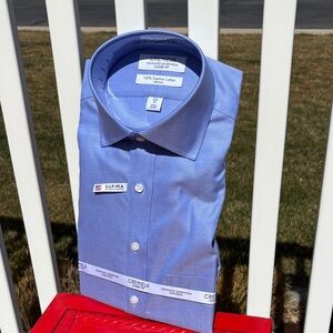 CREMIEUX Supima Cotton Blue NWT Classic Fit Men’s Dress Shirt 15 1/2 x 33